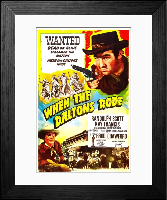 Framed Print : WHEN THE DALTONS RODE, US poster, Broderick Crawford (top), Randolph Scott (bottom) 1940