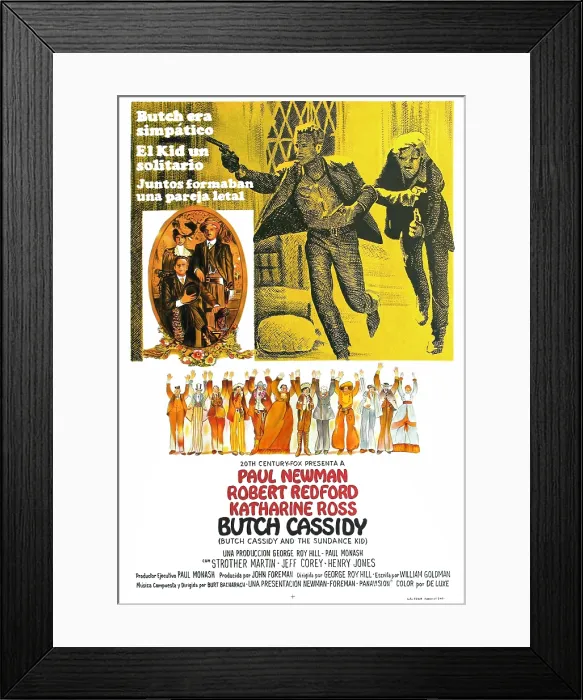 Framed Print : BUTCH CASSIDY AND THE SUNDANCE KID, top left from left: Katharine Ross, Paul Newman (seated), Robert Redford, top right from left: Paul Newman, Robert Redford, 1969