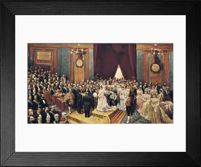Framed Print : Spain (1902). Alfonso XIII, together with Mara Cristina de Habsburgo, swering the Constitution in the Congress of Deputies (17th May 1902). Painting by Manuel Fernndez Carpio Framed Print : Spain (1902). Alfonso XIII, together with Mara Cristina de Habsburgo, swering the Constitution in the Congress of Deputies (17th May 1902). Painting by Manuel Fernndez Carpio