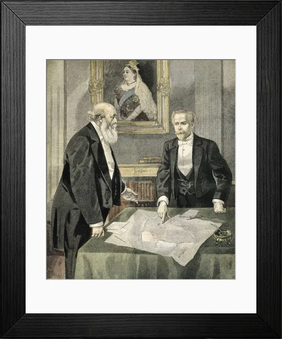 Framed Print : French-British Convention about the imperial expansionism over Africa, agreed between the French Paul Cambon (right) and the British Lord Salisbury Framed Print : French-British Convention about the imperial expansionism over Africa, agreed between the French Paul Cambon (right) and the British Lord Salisbury