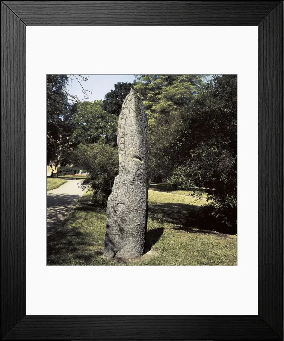 Framed Print : SWEDEN. UPPSALA. Uppsala. Stone with runic characters (11th c.). Sculpture. AISA / Everett Collection**US SALES ONLY**