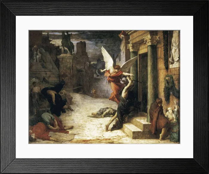 Framed Print : DELAUNAY, Jules Elie (1828-1891). The Plague in Rome (Peste Rome). 1869. Based on The Golden Legend of J. De Voragine, Saint Sebastian's legend. Neoclassicism. Oil on canvas
