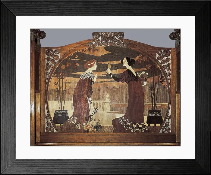 Framed Print : AISA / Everett Collection HOMAR i MESQUIDA, Gaspar (1870-1953); PEY I FARRIOL, Josep (1875-1956). Sofa from the Lle-Morera House. 1905. Detail of the decorative panel