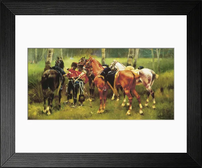 Framed Print : CUSACHS i CUSACHS, Josep (1851-1908). Group of hussars and horses in the forest. 1905. Painting. AISA / Everett Collection**US SALES ONLY** Framed Print : CUSACHS i CUSACHS, Josep (1851-1908). Group of hussars and horses in the forest. 1905. Painting. AISA / Everett Collection**US SALES ONLY**