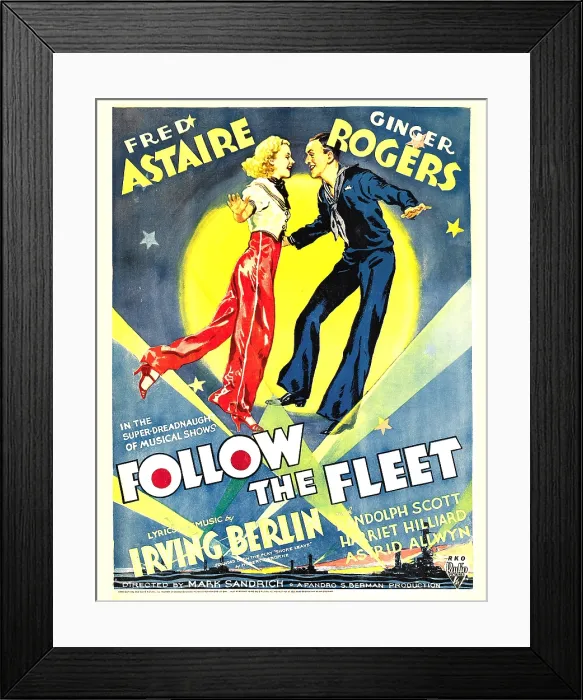 Framed Print : FOLLOW THE FLEET, from left: Ginger Rogers, Fred Astaire on window card, 1936 Framed Print : FOLLOW THE FLEET, from left: Ginger Rogers, Fred Astaire on window card, 1936