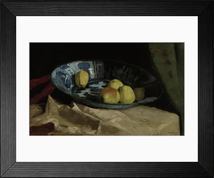 Framed Print : Still Life with Apples in a Delft Blue Bowl, by Willem de Zwart, 1880-90, Dutch painting, oil on canvas (BSLOC_2016_2_276)