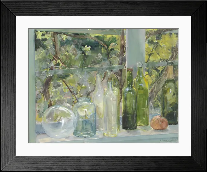 Framed Print : Window Sill with Bottles, a Glass Globe and an Apple, by Menso Kamerlingh Onnes, c. 1892, Dutch watercolor painting (BSLOC_2016_2_278) Framed Print : Window Sill with Bottles, a Glass Globe and an Apple, by Menso Kamerlingh Onnes, c. 1892, Dutch watercolor painting (BSLOC_2016_2_278)
