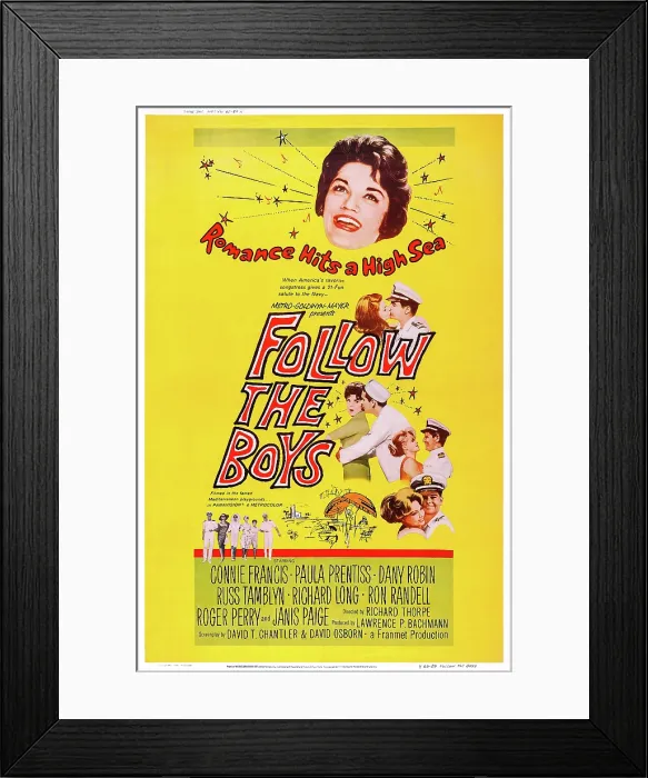 Framed Print : FOLLOW THE BOYS, US poster, Connie Francis (top), 1963 Framed Print : FOLLOW THE BOYS, US poster, Connie Francis (top), 1963