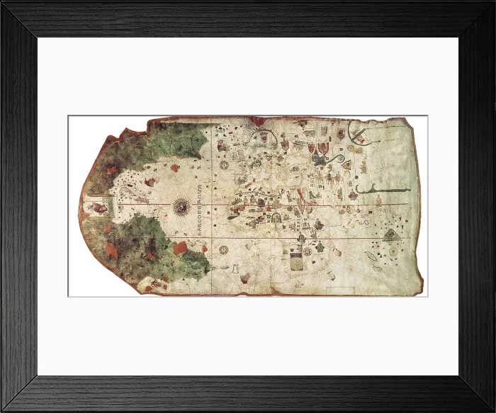 Framed Print : Chart by Juan de la Cosa (1500). SPAIN. Madrid. Navy Museum. AISA / Everett Collection**US SALES ONLY** Framed Print : Chart by Juan de la Cosa (1500). SPAIN. Madrid. Navy Museum. AISA / Everett Collection**US SALES ONLY**