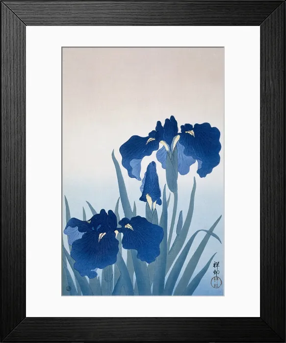 Framed Print : Irises, by Ohara Koson and Watanabe Shozaburo, c. 1925-36, Japanese print, color woodcut (BSLOC_2016_2_282)
