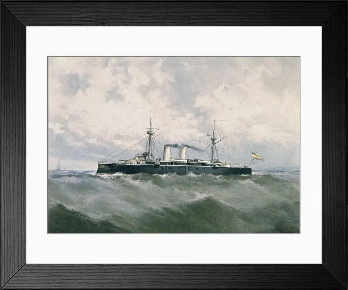 Framed Print : War ship of the Spanish Army. It took part at the Spanish-American War (1898). Oil on canvas. SPAIN. Barcelona. Barcelona Maritime Museum. AISA / Everett Collection**US SALES ONLY**