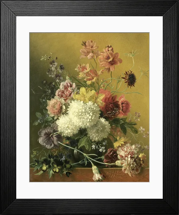 Framed Print : Still Life with Flowers, Georgius Jacobus Johannes van Os, c. 1820-61, Dutch painting, oil on panel (BSLOC_2016_2_287)