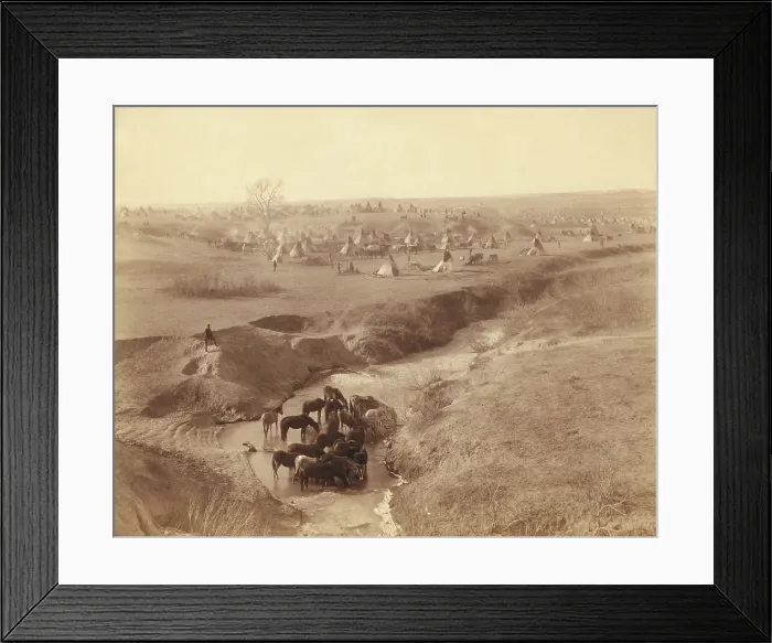 Framed Print : Brule Sioux camp of 2, 000 after the Wounded Knee Massacre, on Pine Ridge Indian Reservation. On Dec. 29, 1890, warriors from this encampment road toward the sound of guns