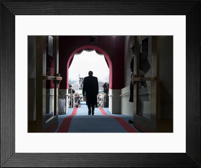 Framed Print : Back view of President-elect Donald Trump walking to his inaugural swearing-in ceremony. Jan. 19, 2017 (BSLOC_2017_18_121)