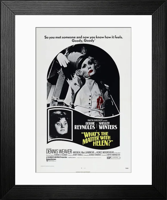 Framed Print : WHAT'S THE MATTER WITH HELEN?, US poster, Debbie Reynolds (top), Shelley Winters, 1971