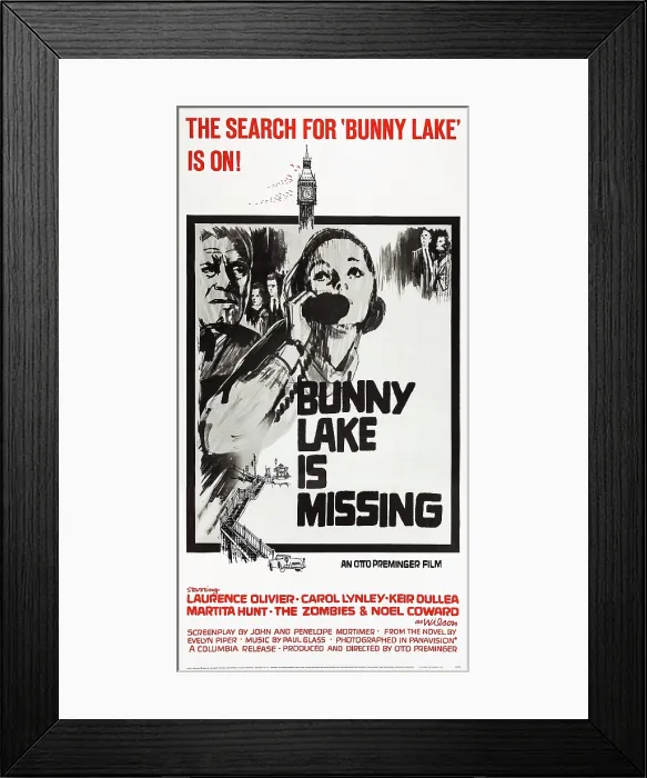 Framed Print : BUNNY LAKE IS MISSING, US poster, from left: Laurence Olivier, Carol Lynley, 1965
