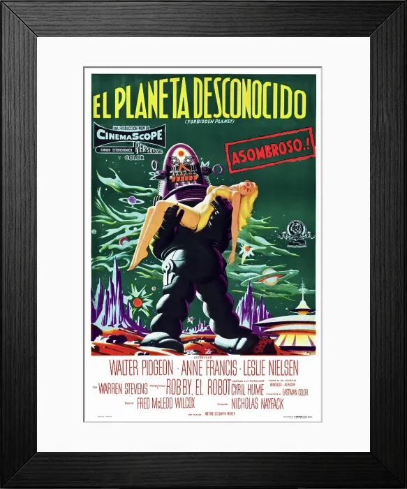 Framed Print : FORBIDDEN PLANET, Robby the Robot, Anne Francis, featured on Argentinean poster art, 1956 Framed Print : FORBIDDEN PLANET, Robby the Robot, Anne Francis, featured on Argentinean poster art, 1956