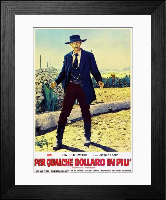 Framed Print : FOR A FEW DOLLARS MORE (aka PER QUALCHE DOLLARO IN PIU), Lee Van Cleef on Italian poster art, 1965 Framed Print : FOR A FEW DOLLARS MORE (aka PER QUALCHE DOLLARO IN PIU), Lee Van Cleef on Italian poster art, 1965