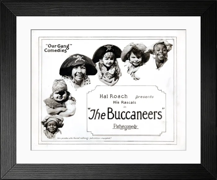 Framed Print : THE BUCCANEERS, lobbycard, Our Gang, from left, at bottom: Allen Farina Hoskins, Joe Cobb, Mickey Daniels, Mary Kornman, Jackie Condon, Ernest Morrison, 1924