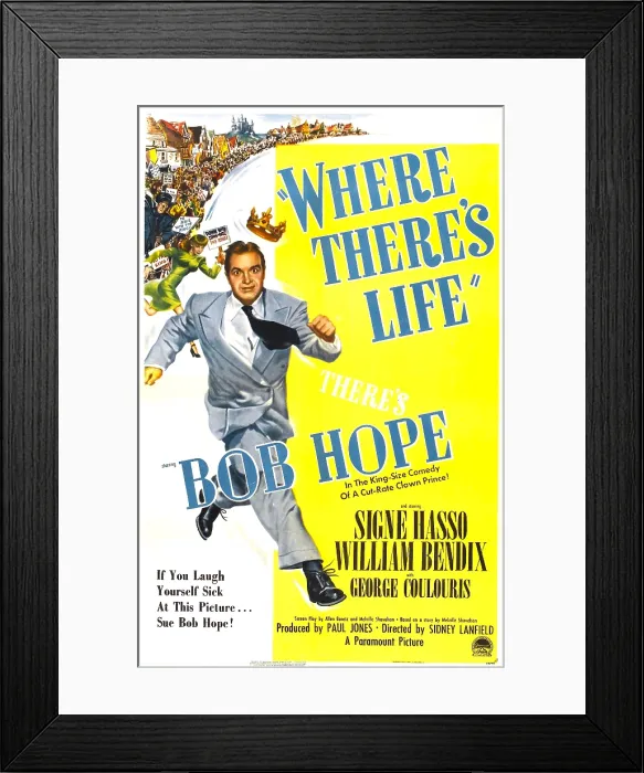 Framed Print : WHERE THERE'S LIFE, US poster, Bob Hope, Signe Hasso, 1947 Framed Print : WHERE THERE'S LIFE, US poster, Bob Hope, Signe Hasso, 1947