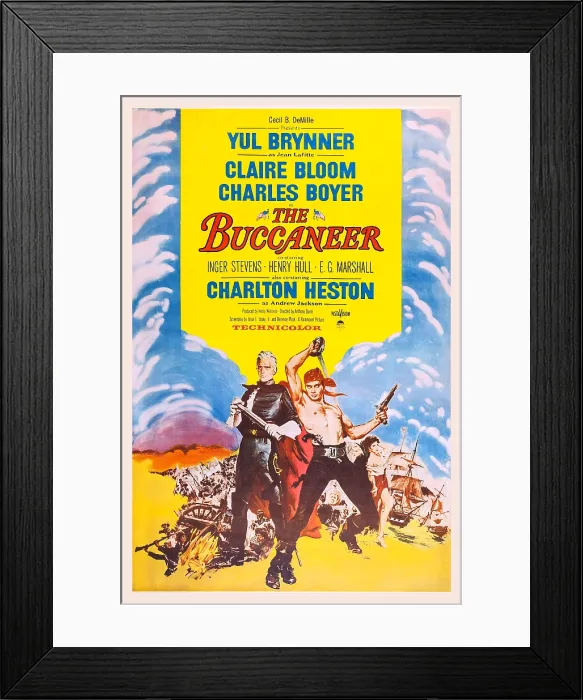 Framed Print : THE BUCCANEER, US poster art, from left: Charlton Heston, Yul Brynner, 1958