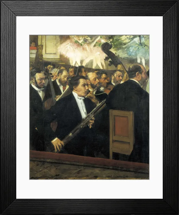 Framed Print : DEGAS, Edgar (1834-1917). The opera Orchestra. ca. 1870. In the foreground, Dsir Dihau (1833-1909), bassoonist of the Opera Orchestra, Degas friend. Impressionism. Pastel