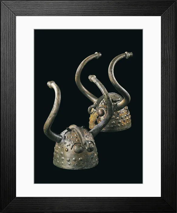 Framed Print : Bronze helmets. Bronze Age. Decorative Arts. DENMARK. Copenhagen. National Museum. Proc: DENMARK. Vekso. AISA / Everett Collection**US SALES ONLY**