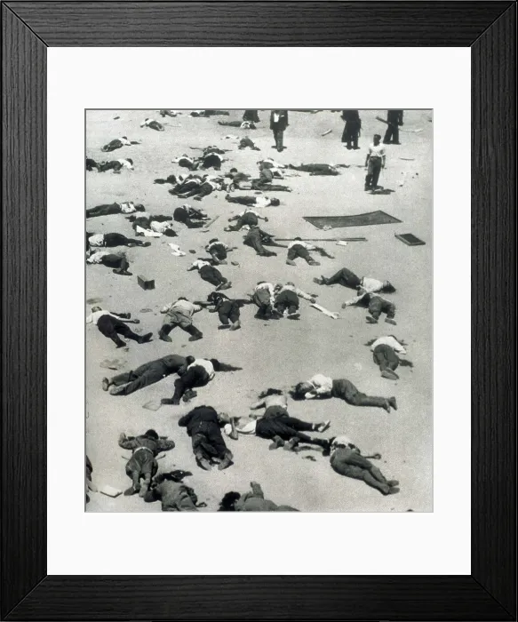 Framed Print : Spain. Civil War. The courtyard of the Cuartel de la Montaa (headquarters) the 20th July 1936 after the repression of the military uprising