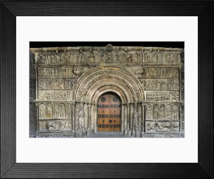 Framed Print : Monastery of Santa Mara de Ripoll. SPAIN. Ripoll. Monastery of Santa Mara de Ripoll. Gate. Romanesque art. Sculpture; Architecture. AISA / Everett Collection**US SALES ONLY**