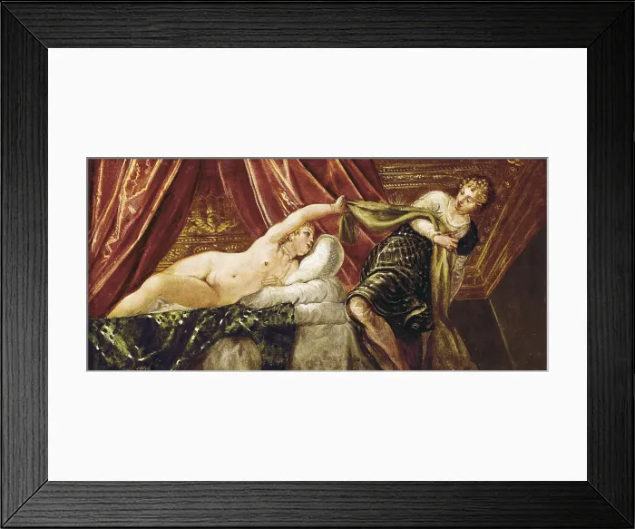 Framed Print : TINTORETTO, Jacopo Robusti, called Il (1518-1594). Joseph and the Wife of Potiphar. 1555. Renaissance art. Cinquecento. Venetian school. Oil on canvas. SPAIN. Madrid