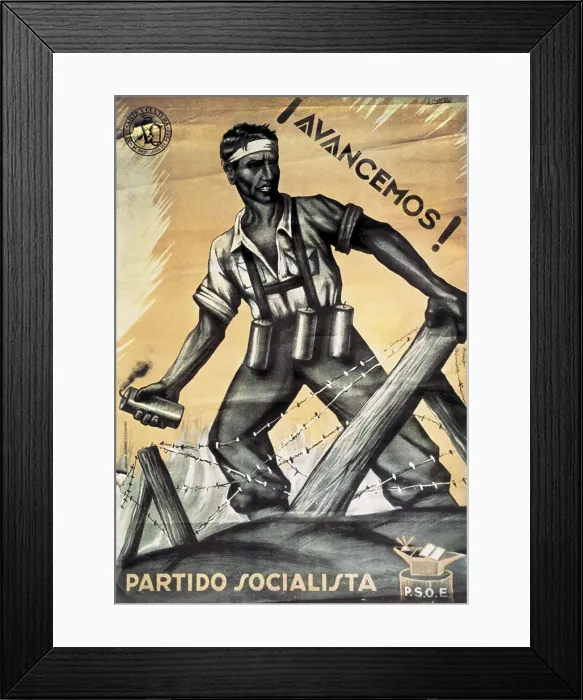 Framed Print : Spanish Civil War (1936-1939). 'Avancemos!' (Let's advance!). Poster of the Socialist Party. AISA / Everett Collection**US SALES ONLY**