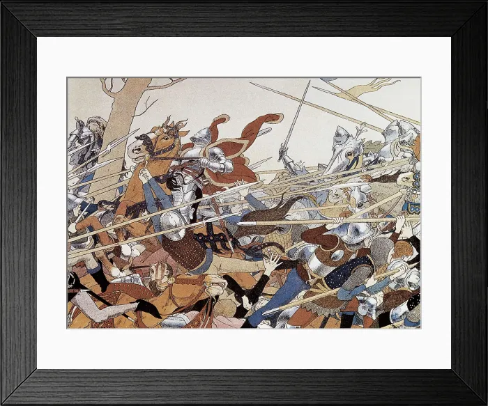 Framed Print : Battle of Joan of Arc, illustration of the book 'Joan of Arc' by Maurice Boutet de Monvel (1896). Painting. AISA / Everett Collection**US SALES ONLY** Framed Print : Battle of Joan of Arc, illustration of the book 'Joan of Arc' by Maurice Boutet de Monvel (1896). Painting. AISA / Everett Collection**US SALES ONLY**