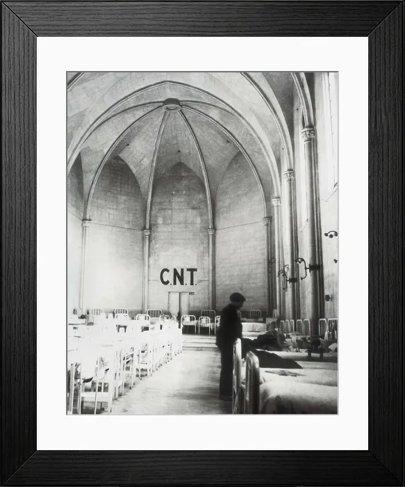 Framed Print : Spanish Civil War (1936-1939). Church fitted out as a hospital in a collective village in Aragon (1937). Photo by Katy Horna. SPAIN. Salamanca. Archivo Histrico Nacional
