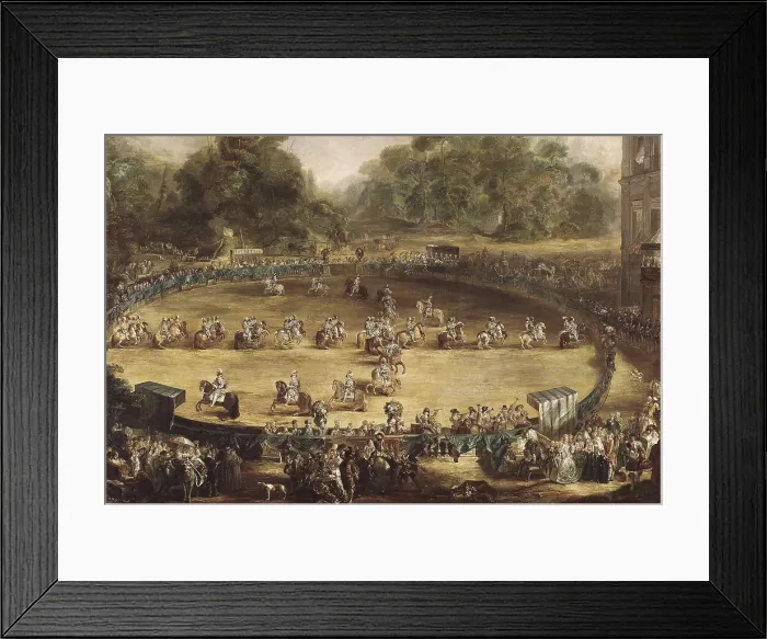 Framed Print : PARET y ALCAZAR, Luis (1746-1798). The Royal Parade. ca. 1773. Detail of the equestrian parade held at Aranjuez during the spring of 1773. Baroque art. Oil on canvas. SPAIN
