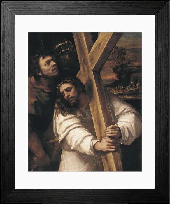 Framed Print : SEBASTIANO del PIOMBO, Sebastiano Luciano, also called (1485-1547). Jesus Carrying the Cross. ca. 1520. There is a replica of this work at the Hermitage Museum. Renaissance art
