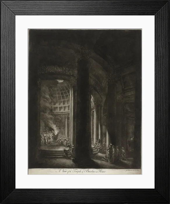 Framed Print : View of the Bacchus temple in Rome, by Jacques François Blondel, 1760s, French print, mezzotint