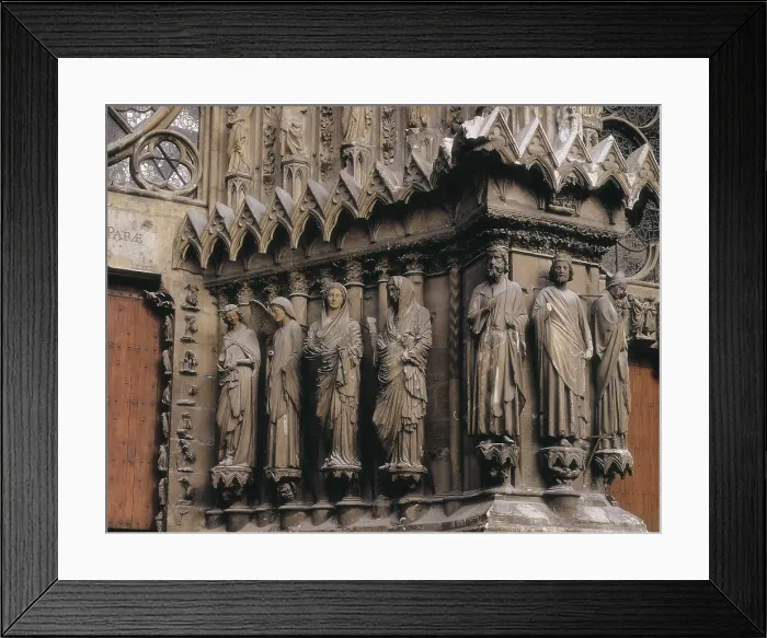 Framed Print : Cathedral of Notre-Dame of Reims. 1211-1311. FRANCE. Reims. Cathedral of Notre-Dame. Sculptural group of the western faade: the Annunciation and the Visitation. Detail
