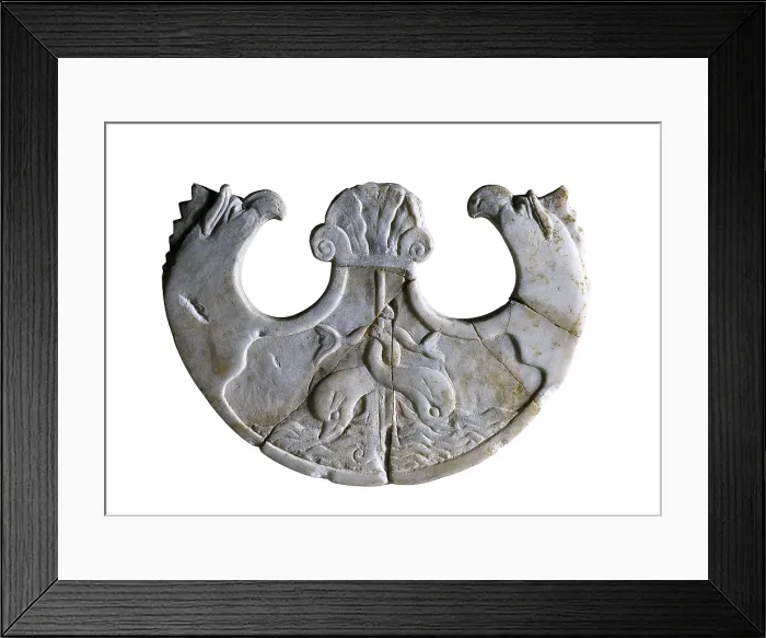 Framed Print : Oecillum with figures of dolphins. Roman art. SPAIN. Barcelona. Archaeology Museum of Catalonia. AISA / Everett Collection**US SALES ONLY**