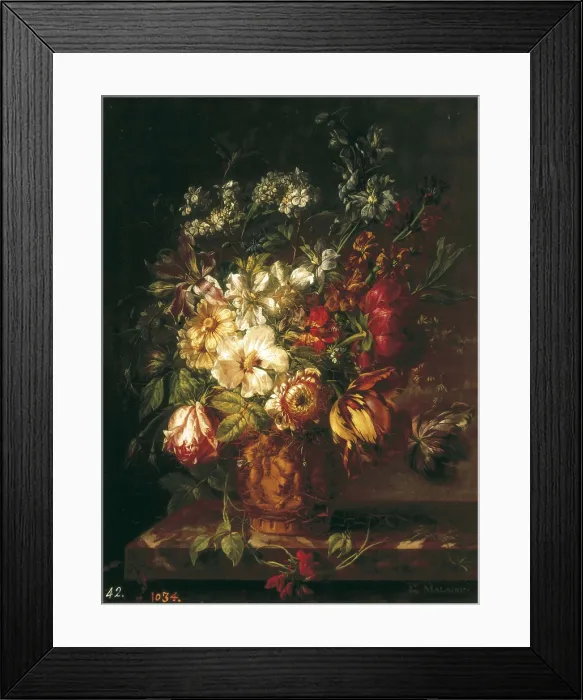 Framed Print : MALAINE, Joseph Laurent (1745-1809). Vase of Flowers. end 18th c. Oil on wood. SPAIN. Madrid. Prado Museum. AISA / Everett Collection**US SALES ONLY**