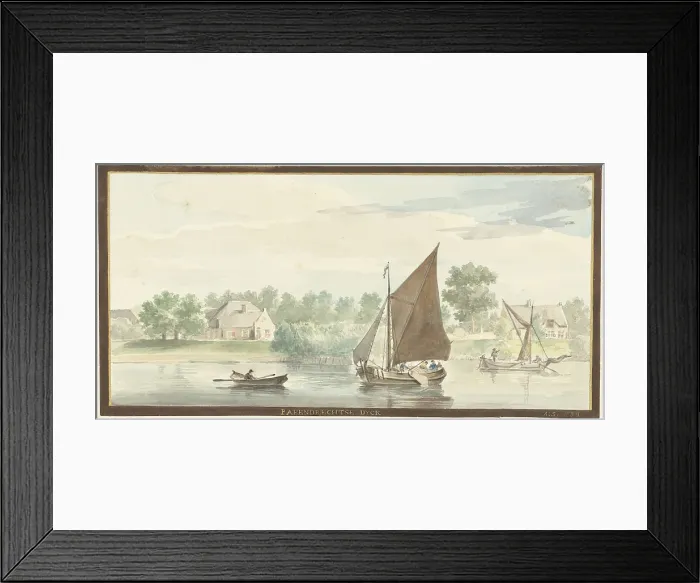 Framed Print : Sailing ships on the Lower Merwede in the Papendrechtse Dike, between Papendrecht and Sliedrecht, by Aert Schouman, 1729, Dutch watercolor (BSLOC_2016_2_34)