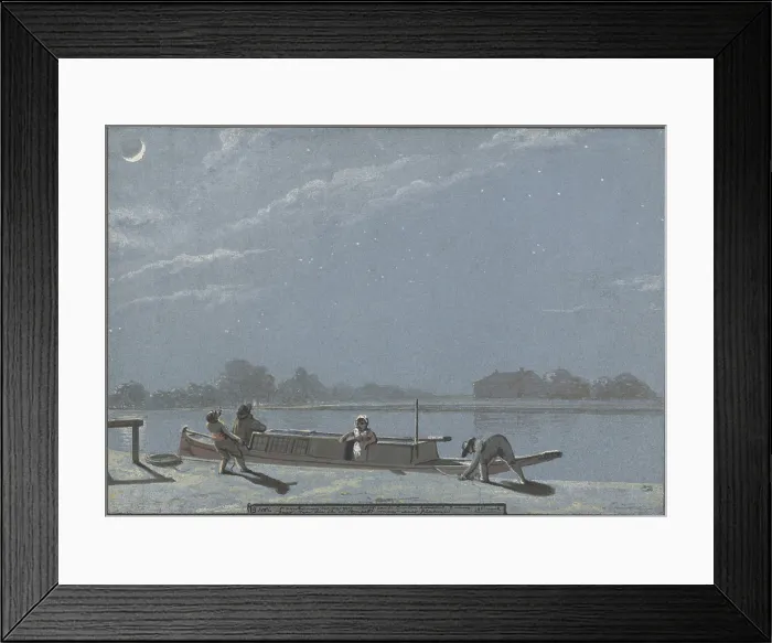 Framed Print : Arrival of an Orphan's Barge at Buitenamstel, by Christiaan Andriessen, c. 1805-08, Dutch watercolor painting