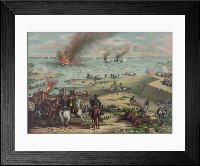 Framed Print : US Civil War, Battle of Hampton Roads, on March 9, 1862, the first engagement between ironclad gunboats