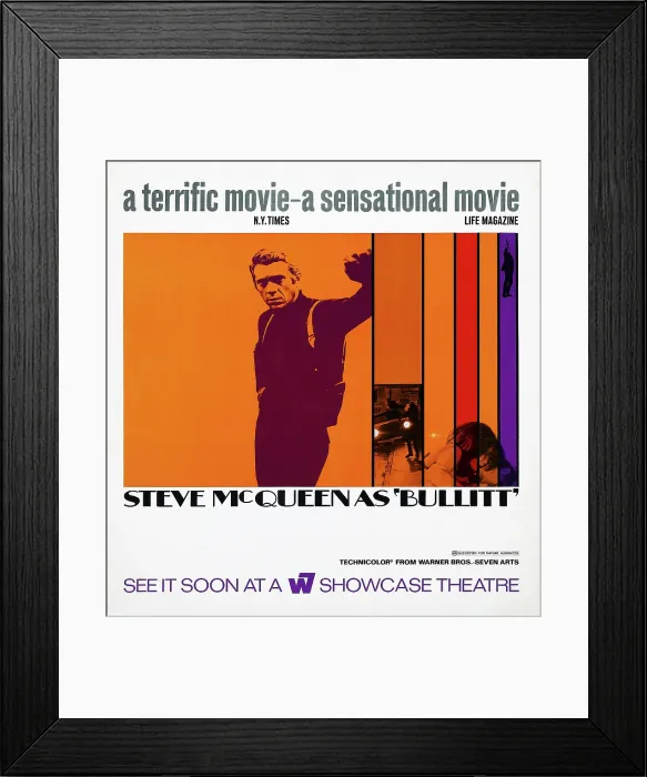 Framed Print : BULLITT, l-r: Steve McQueen, Jacqueline Bisset on subway window card, 1968 Framed Print : BULLITT, l-r: Steve McQueen, Jacqueline Bisset on subway window card, 1968