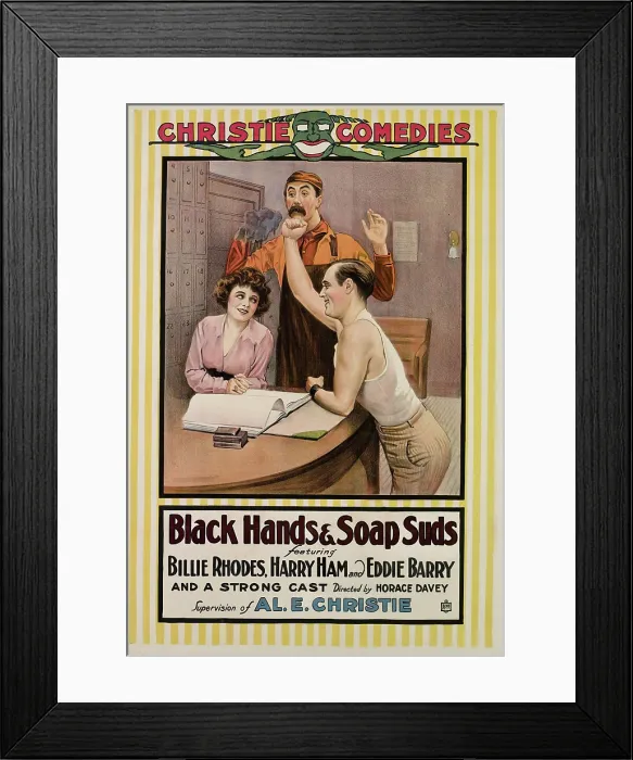 Framed Print : BLACK HANDS AND SOAP SUDS, from left, Billie Rhodes, Eddie Barry, Harry Ham, 1917 Framed Print : BLACK HANDS AND SOAP SUDS, from left, Billie Rhodes, Eddie Barry, Harry Ham, 1917