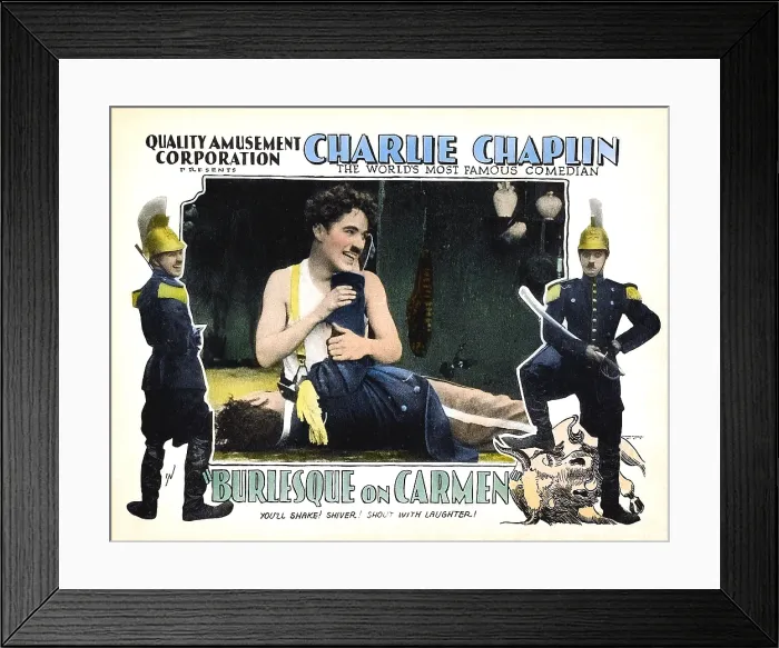 Framed Print : A BURLESQUE OF CARMEN, Charlie Chaplin, 1915
