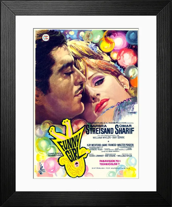 Framed Print : FUNNY GIRL, from left: Omar Sharif, Barbra Streisand; Spanish poster, 1968