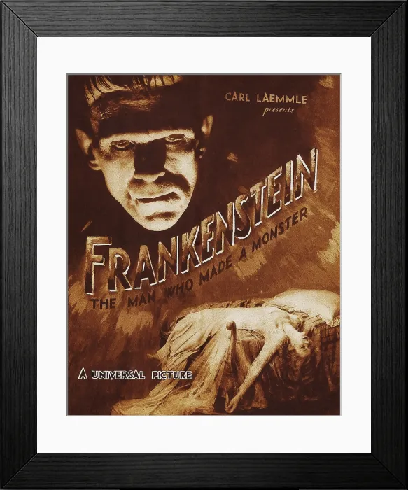 Framed Print : FRANKENSTEIN, US poster art, Boris Karloff, Mae Clarke, 1931