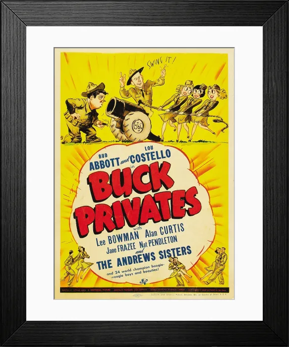 Framed Print : BUCK PRIVATES, top from left: Lou Costello, Bud Abbott on midget window card, 1941