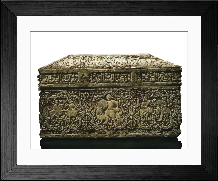 Framed Print : Hispanic-Arabic Small Chest. 1004 - 1005. Made by five master of the Cordoba workshop: Master Faray (lid), Misgan (front side), Rasid (left side), Jair (rear side) and Sa Abada (right side)
