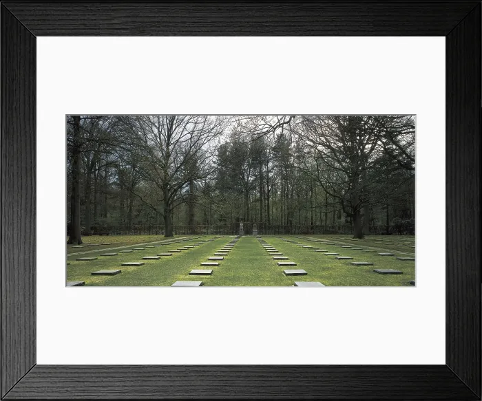 Framed Print : BELGIUM. Vladslo. German military cemetery of the First World War. In the background, the group of sculptures 'The Mourning Parents' (Die Eltern) by Kathe Kollwitz